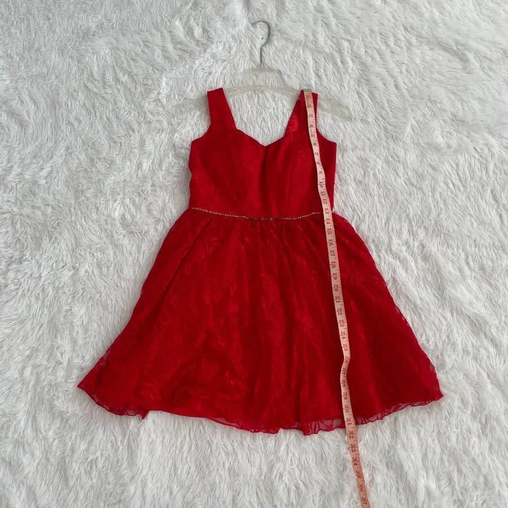 Girls Minuet Mini A Line Knee Length Dress in Red Size Small